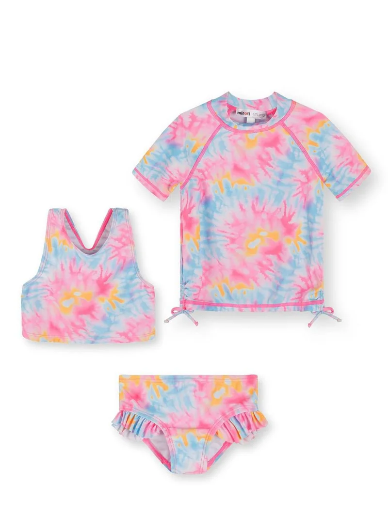 مينوتي Girls rash vest set pink and blue tie dye